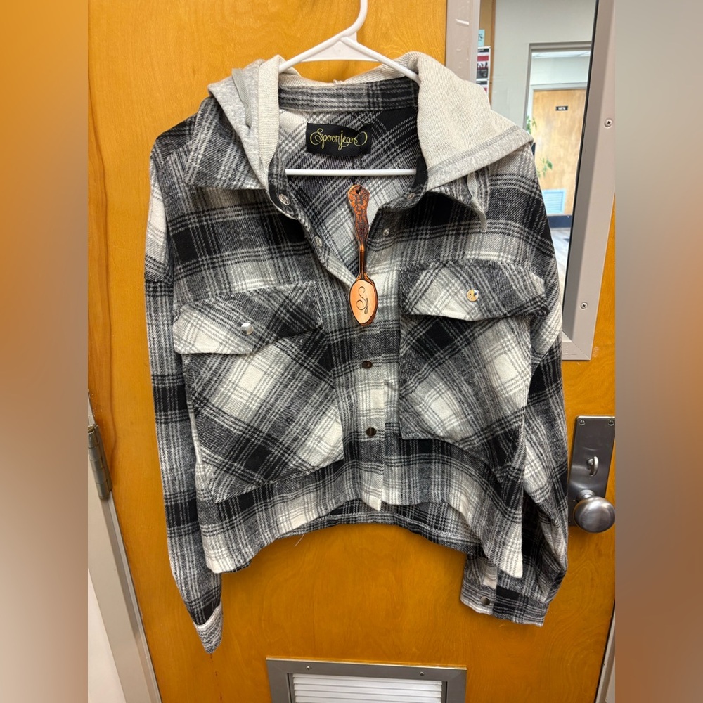 Spooner Women's Black and Gray Plaid Jacket